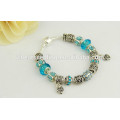 Sweet charm bracelet Silver chain glass bead crystal bracelet